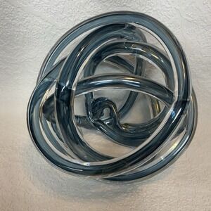 Large Hand-Blown Glass Infinity Knot Dculpture Modern Abstract Decor 7.75"x7.25"